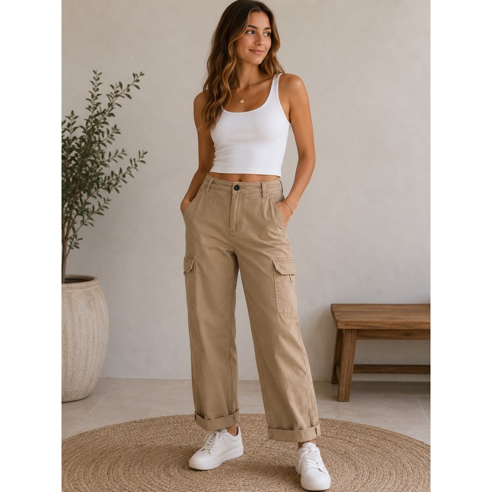 Sandy Liang x Target Tan Khaki High Rise Cargo Carpenter Pants Size 6